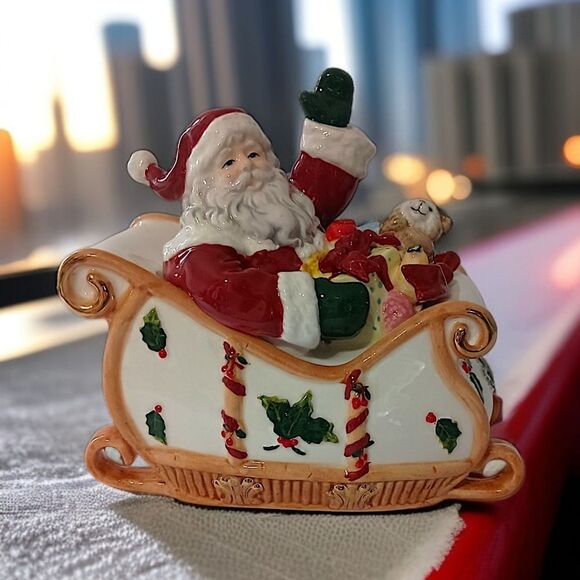 Waterford  Christmas Candy Jar Cookie Holiday Heirlooms Georgian Santa Claus - Picture 1 of 16